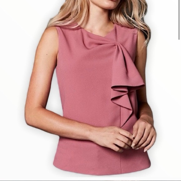 Ted Baker Tops - Ted Baker Kelliss Sculpted Bow Dusty Rose Sleeveless Blouse - Quiet Luxury